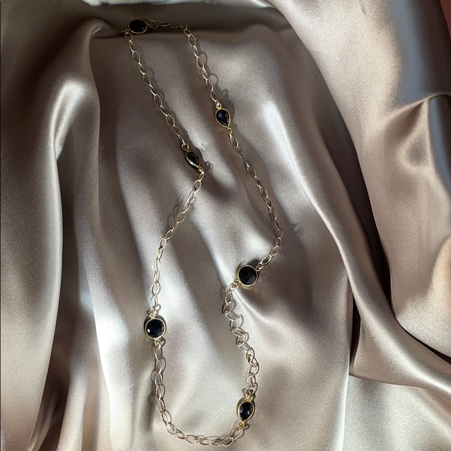 Nwot Natural Black Onyx Gf Link Chain 25”